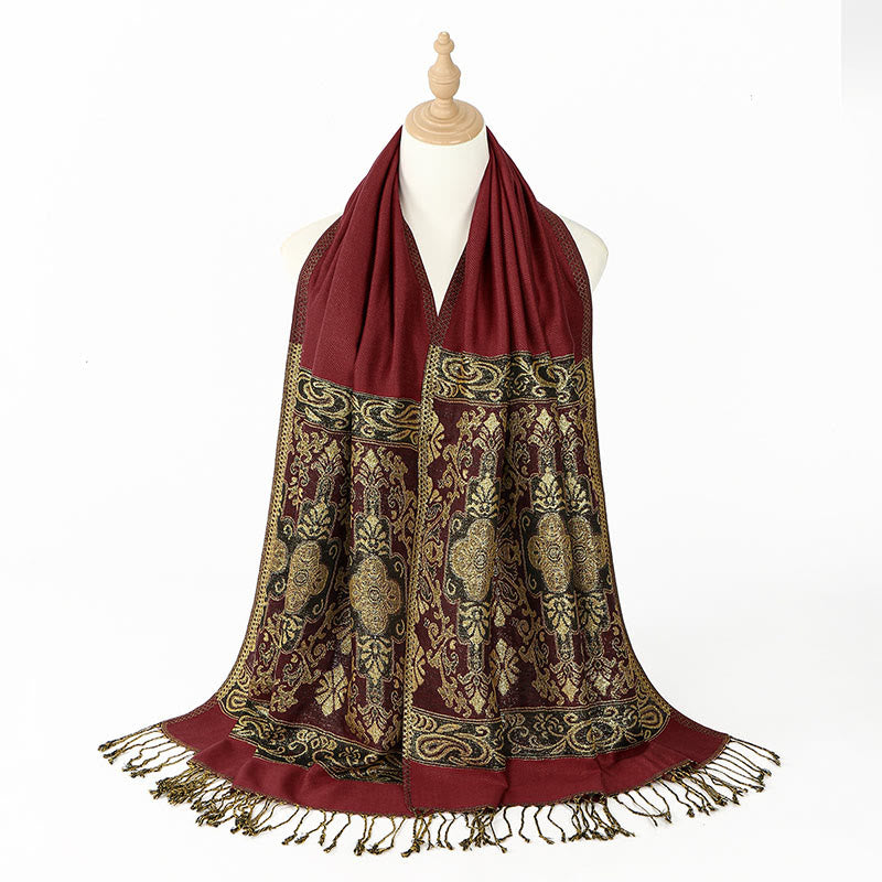 Écharpe confortable à pompons et motif géométrique en forme de fleur de cajou dorée de printemps Buddha Stones - image 9