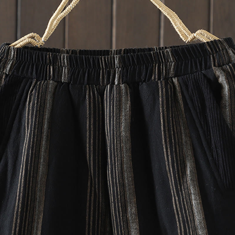 Pantalon sarouel rembourré en velours côtelé de coton à rayures thermiques Buddha Stones Commute pour femme avec poches - image 10