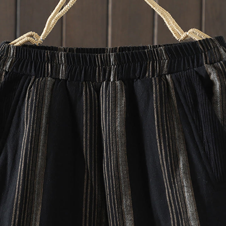 Pantalon sarouel rembourré en velours côtelé de coton à rayures thermiques Buddha Stones Commute pour femme avec poches - image 10