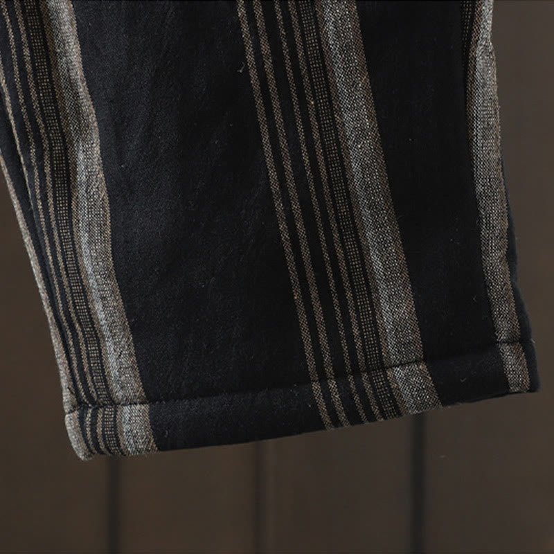 Pantalon sarouel rembourré en velours côtelé de coton à rayures thermiques Buddha Stones Commute pour femme avec poches - image 13