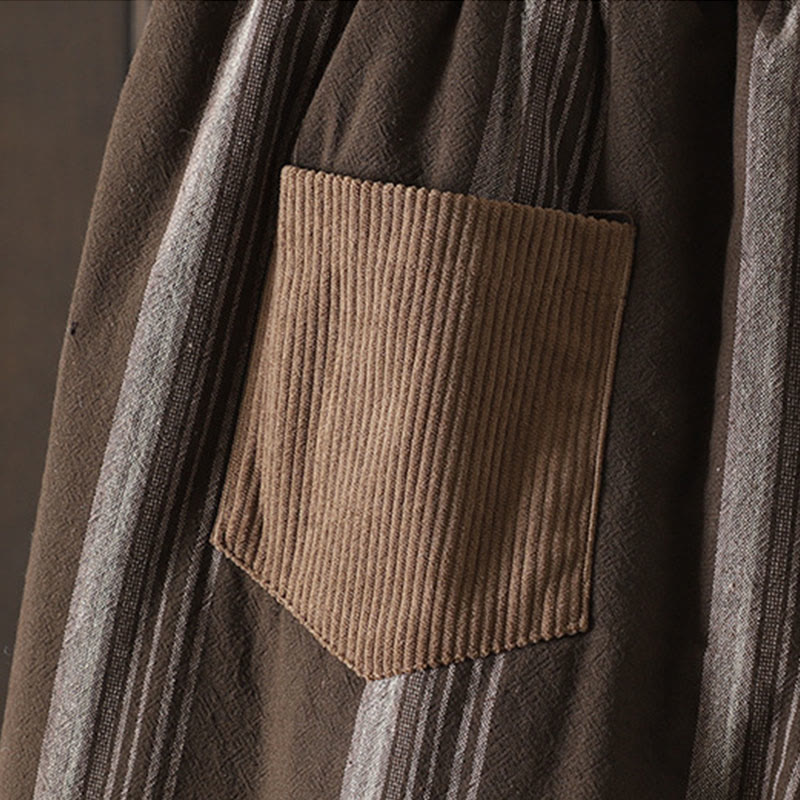 Pantalon sarouel rembourré en velours côtelé de coton à rayures thermiques Buddha Stones Commute pour femme avec poches - image 5