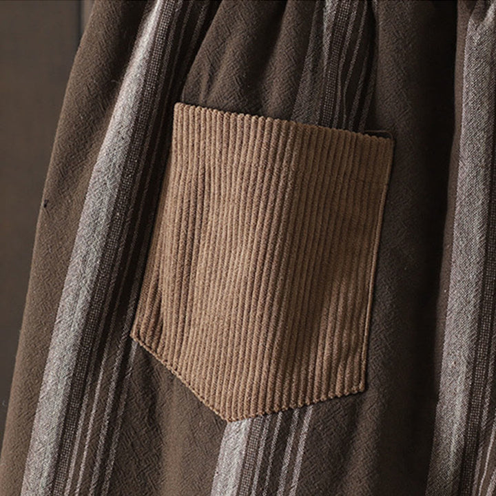 Pantalon sarouel rembourré en velours côtelé de coton à rayures thermiques Buddha Stones Commute pour femme avec poches - image 5