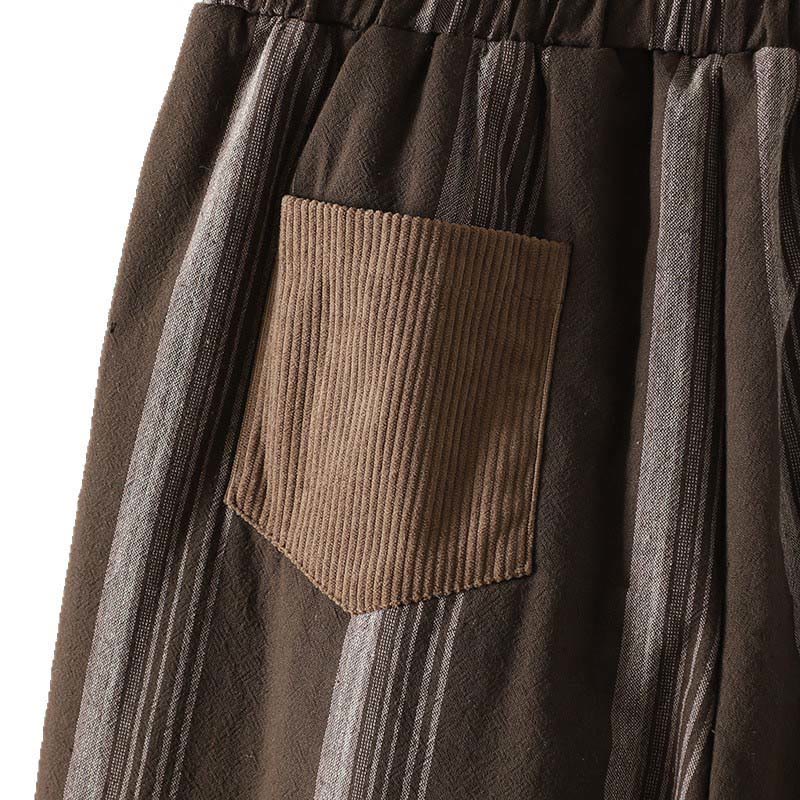 Pantalon harem rayé thermique en coton pour femme Buddha Stones Commute avec poches - image 8