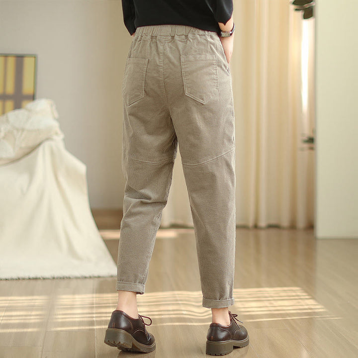 Pantalon sarouel en velours côtelé de coton uni Buddha Stones pour femme, doublé polaire thermique avec poches - image 20