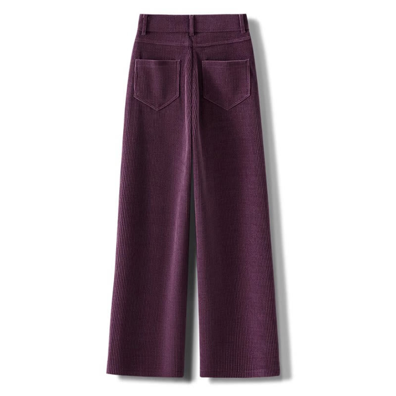 Pantalon large en velours côtelé de coton pour femme, coupe droite, avec poches, motif Buddha Stones, collection hiver - image 6