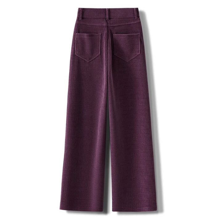 Pantalon large en velours côtelé de coton pour femme, coupe droite, avec poches, motif Buddha Stones, collection hiver - image 6
