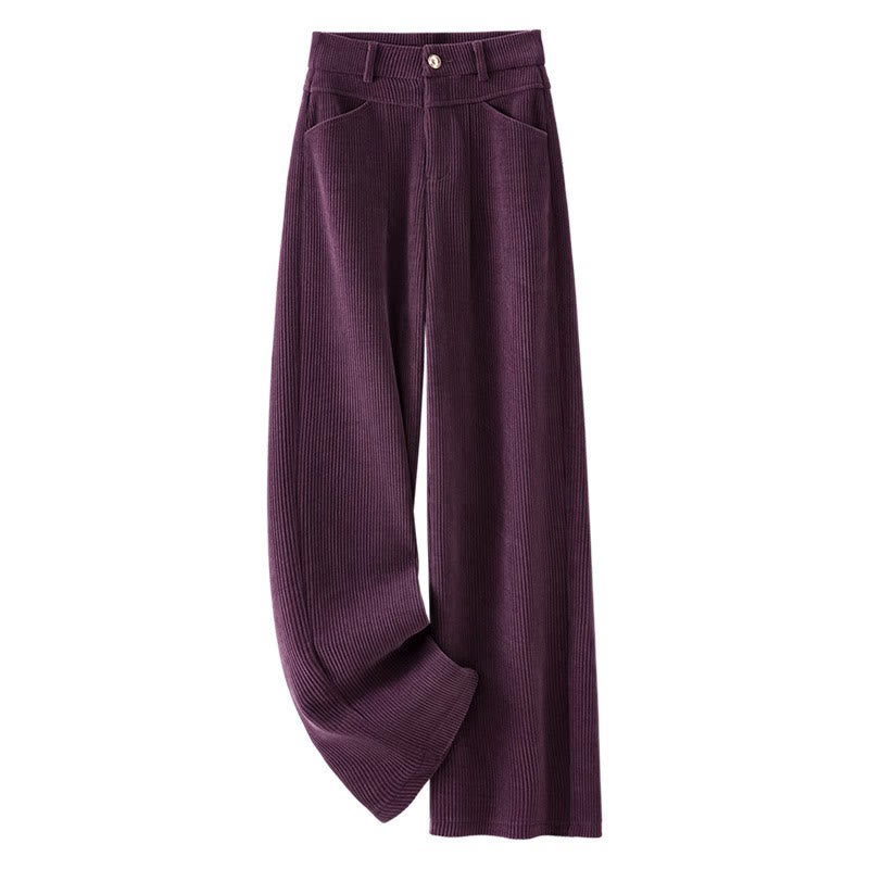 Pantalon large en velours côtelé de coton pour femme, coupe droite, avec poches, motif Buddha Stones, collection hiver - image 11