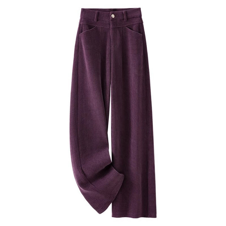 Pantalon large en velours côtelé de coton pour femme, coupe droite, avec poches, motif Buddha Stones, collection hiver - image 11