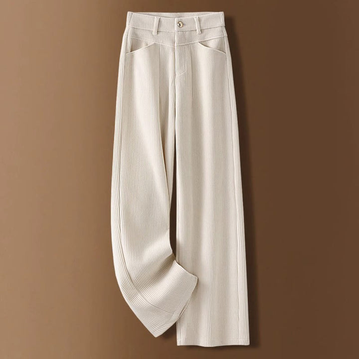 Pantalon large en velours côtelé de coton pour femme, coupe droite, avec poches, motif Buddha Stones, collection hiver - Floral Blanc - US16，UK/AU20，EU48 (4XL) - image 0