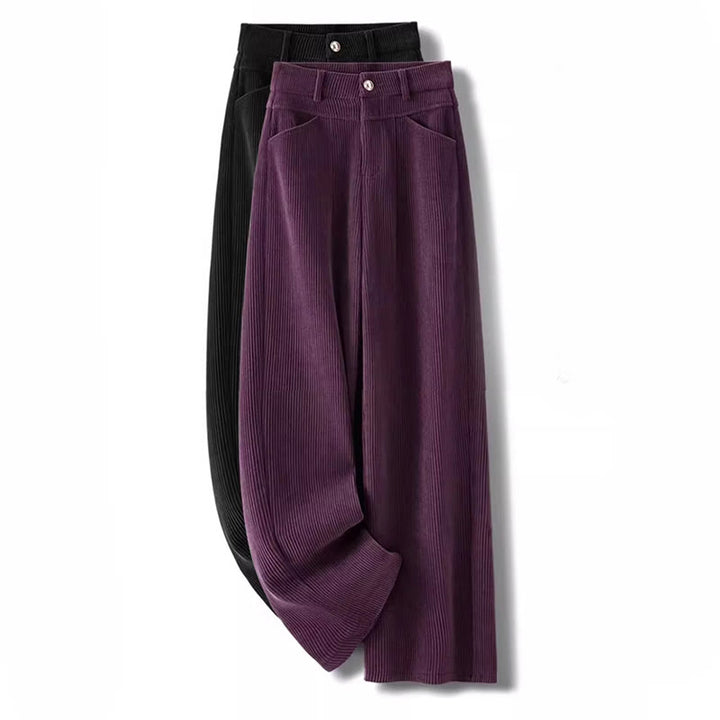 Pantalon large en velours côtelé de coton pour femme, coupe droite, avec poches, motif Buddha Stones, collection hiver - image 14