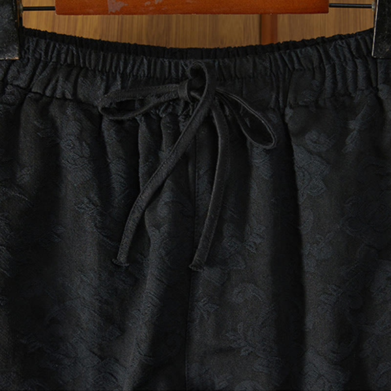 Pantalon d'hiver en coton à jambes larges et poches pour femme, motif floral, motif jacquard thermique Buddha Stones - image 3
