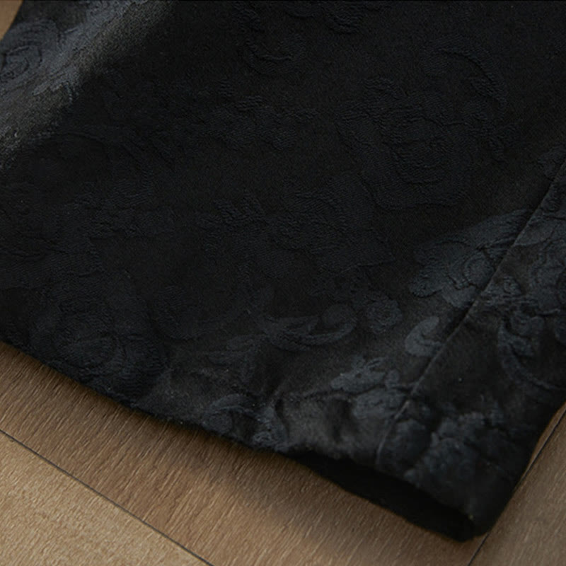 Pantalon d'hiver en coton à jambes larges et poches pour femme, motif floral, motif jacquard thermique Buddha Stones - image 6