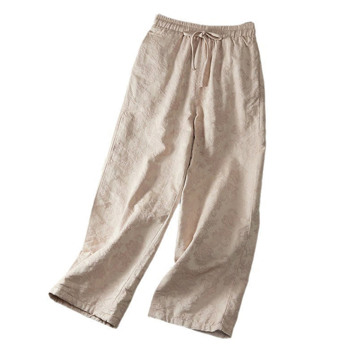 Pantalon d'hiver en coton à jambes larges et poches pour femme, motif floral, motif jacquard thermique Buddha Stones - image 14