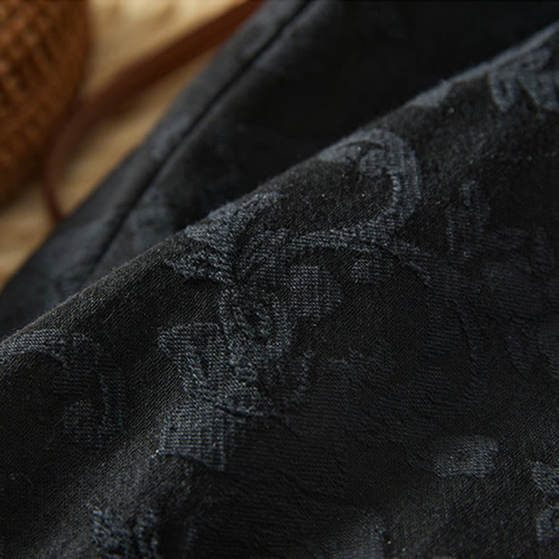 Pantalon d'hiver en coton à jambes larges et poches pour femme, motif floral, motif jacquard thermique Buddha Stones - image 5