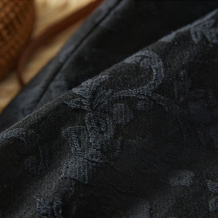 Pantalon d'hiver en coton à jambes larges et poches pour femme, motif floral, motif jacquard thermique Buddha Stones - image 5