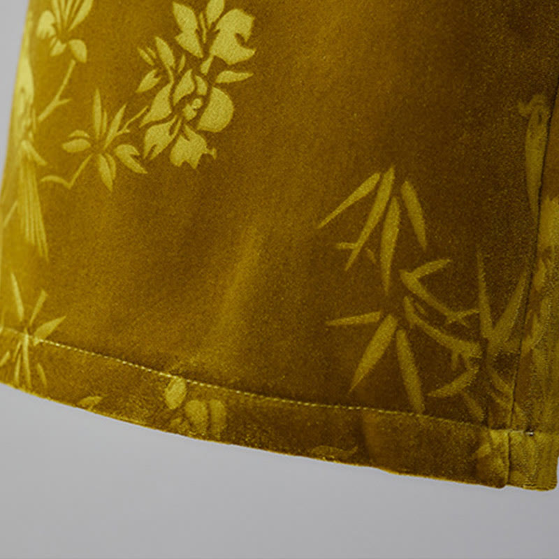 Pantalon large en coton doublé polaire avec poches et motif jacquard taille haute Buddha Stones pour femme - image 7