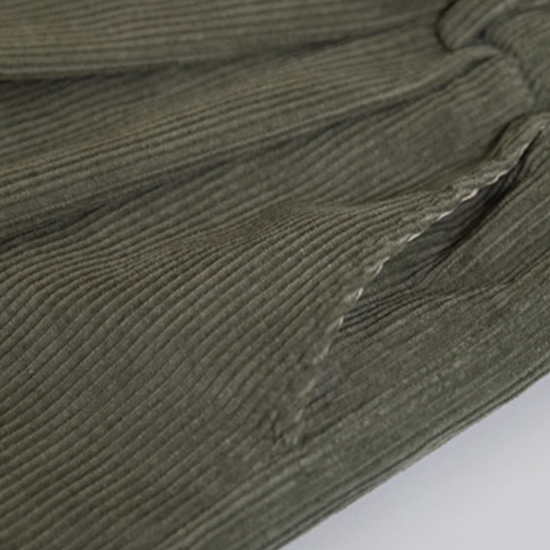 Pantalon large en velours côtelé de coton avec poches et taille haute pour femme Buddha Stones - image 13