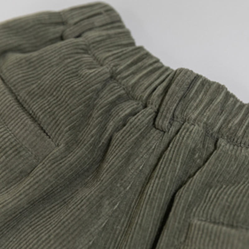 Pantalon large en velours côtelé de coton avec poches et taille haute pour femme Buddha Stones - image 12