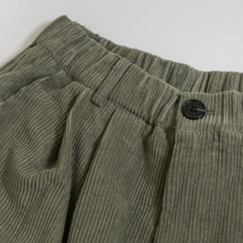 Pantalon large en velours côtelé de coton avec poches et taille haute pour femme Buddha Stones - image 11