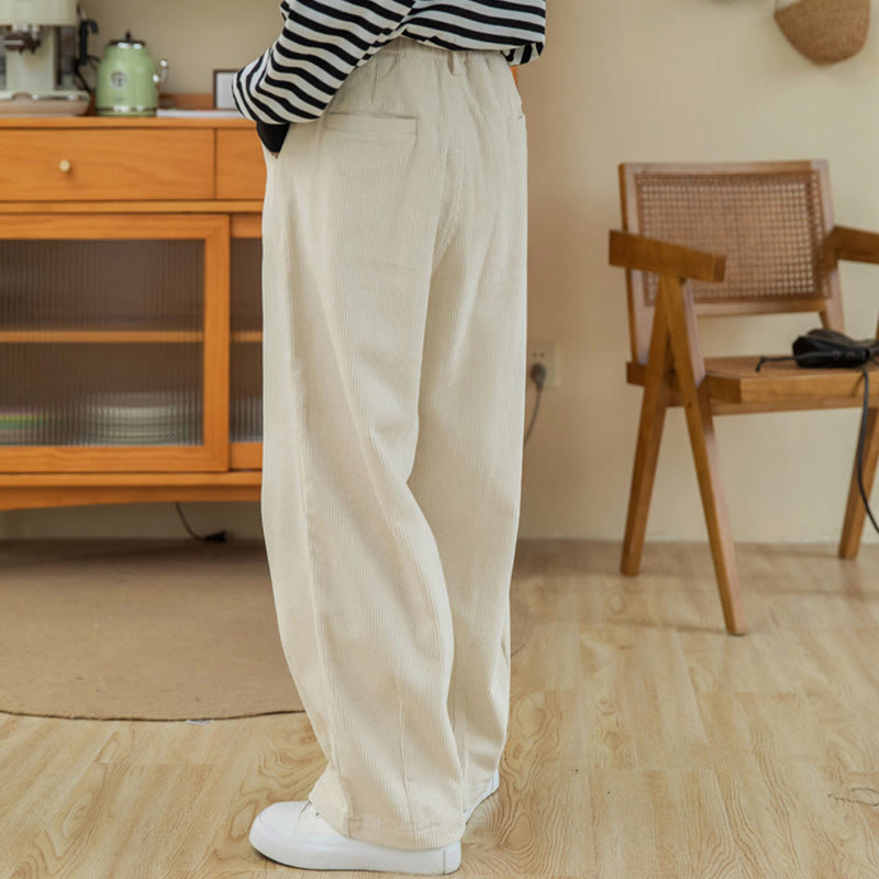 Pantalon large en velours côtelé de coton avec poches et taille haute pour femme Buddha Stones - image 20