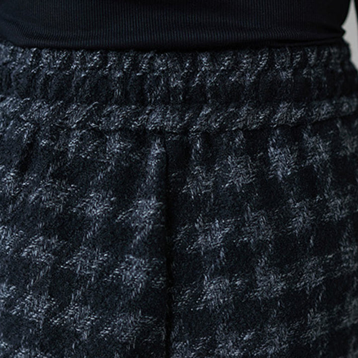 Pantalon d'hiver femme Buddha Stones , doublé polaire de coton, à carreaux noirs et gris, avec poches - image 7