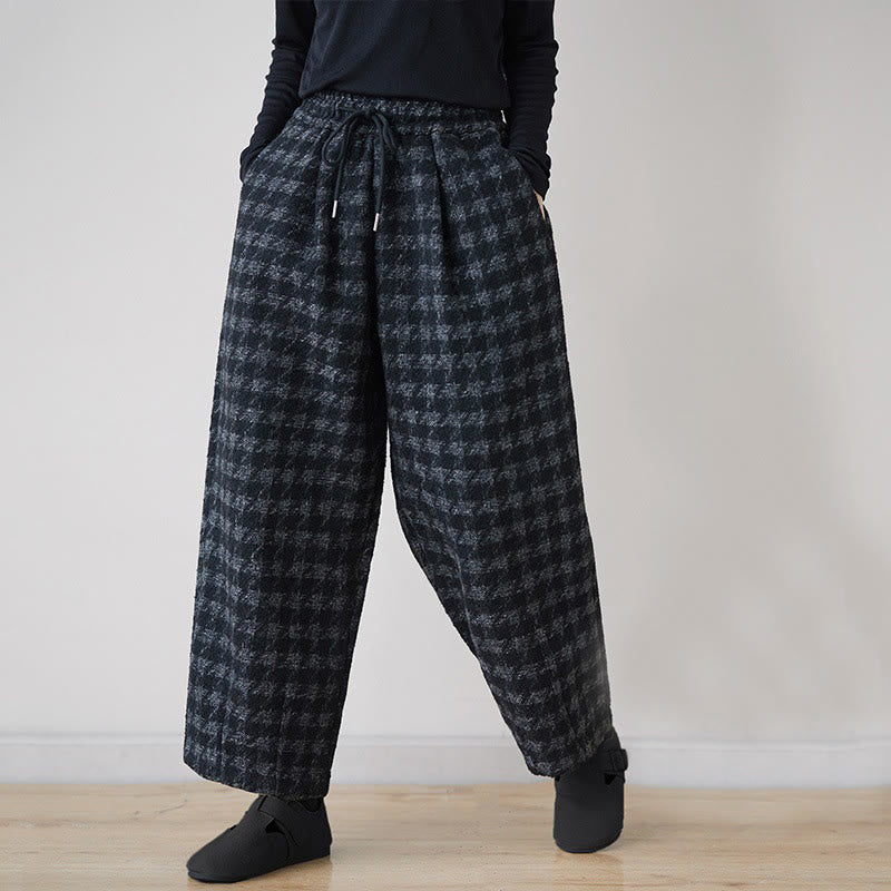 Pantalon d'hiver femme Buddha Stones , doublé polaire de coton, à carreaux noirs et gris, avec poches - Noir - US8-10，UK/AU12-14，EU40-42 (2XL) - image 0