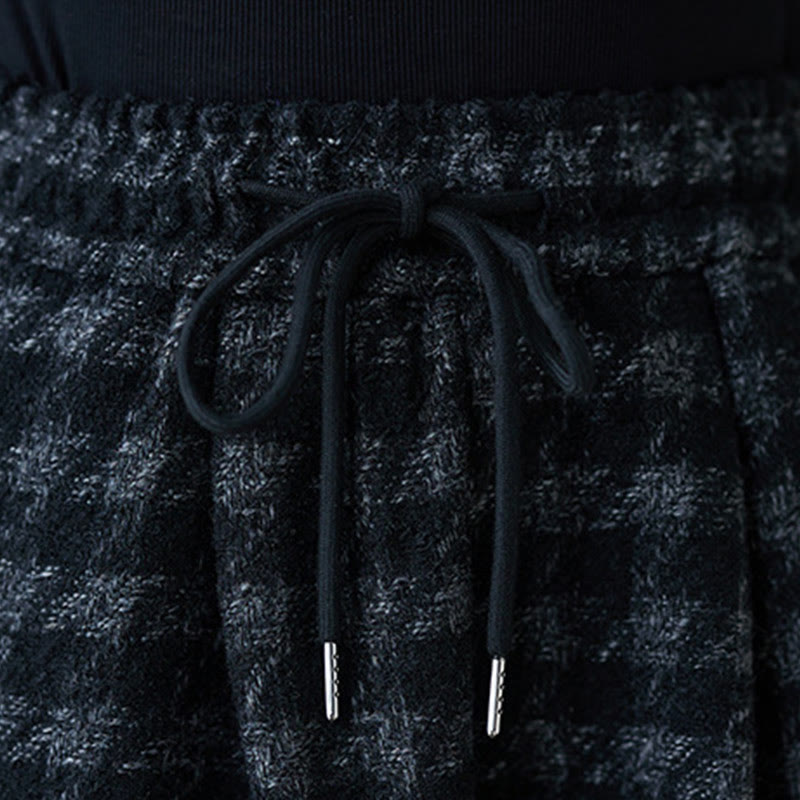 Pantalon d'hiver femme Buddha Stones , doublé polaire de coton, à carreaux noirs et gris, avec poches - image 6