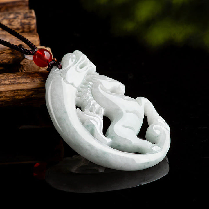 Collier pendentif en corde de jade de prospérité de l'année du cheval et du dragon de Buddha Stones - image 3