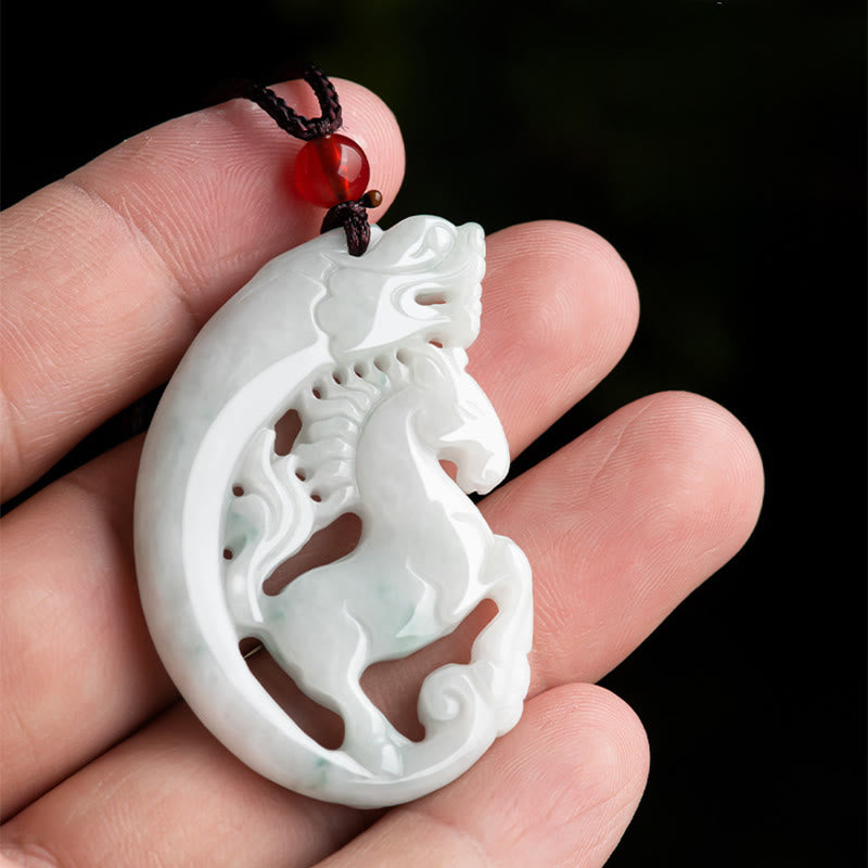 Collier pendentif en corde de jade de prospérité de l'année du cheval et du dragon de Buddha Stones - image 4