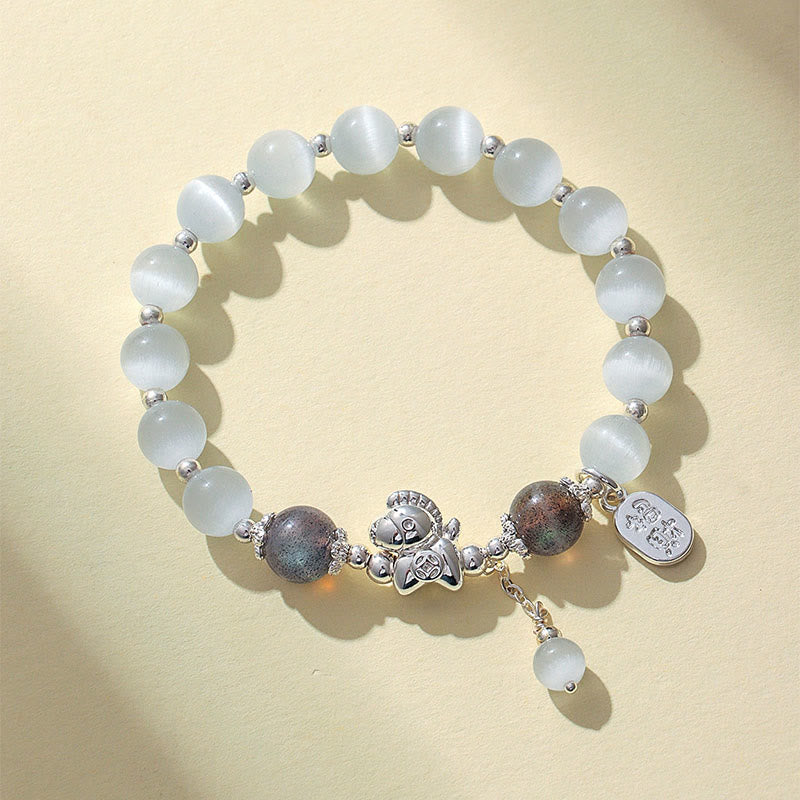 Bracelet d'amour en cristal de quartz rose œil de chat naturel Buddha Stones Année du Cheval Fu Personnage - Labradorite œil de chat (circonférence du poignet 14-16 cm) - image 15