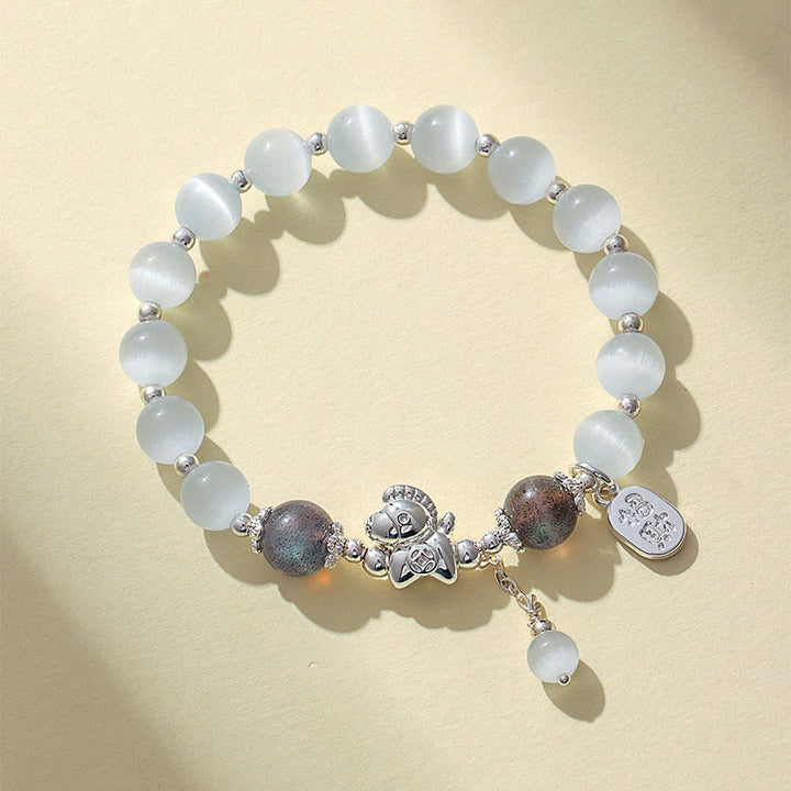 Bracelet d'amour en cristal de quartz rose œil de chat naturel Buddha Stones Année du Cheval Fu Personnage - Labradorite œil de chat (circonférence du poignet 14-16 cm) - image 15