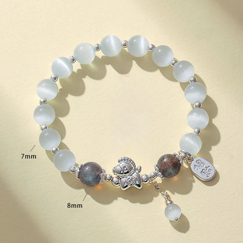 Bracelet d'amour en cristal de quartz rose œil de chat naturel Buddha Stones Année du Cheval Fu Personnage - image 16