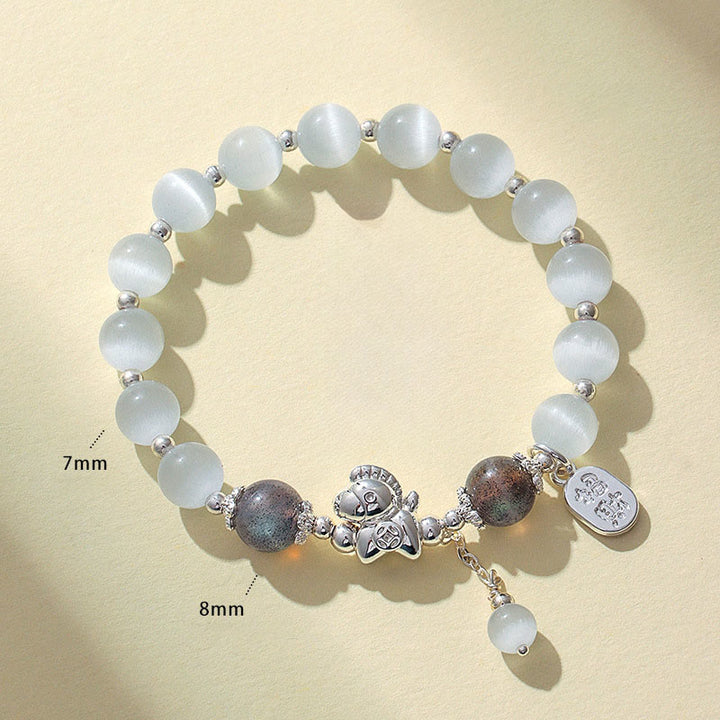 Bracelet d'amour en cristal de quartz rose œil de chat naturel Buddha Stones Année du Cheval Fu Personnage - image 16