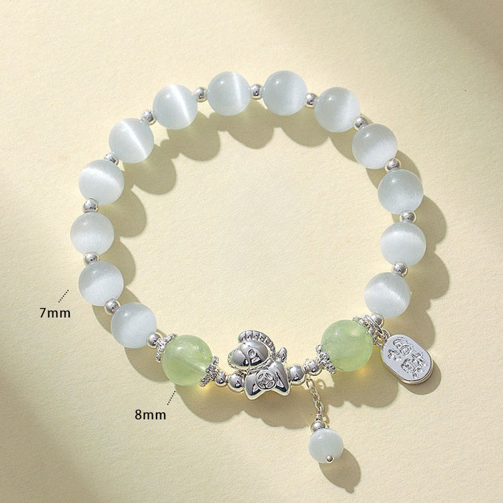 Bracelet d'amour en cristal de quartz rose œil de chat naturel Buddha Stones Année du Cheval Fu Personnage - image 14