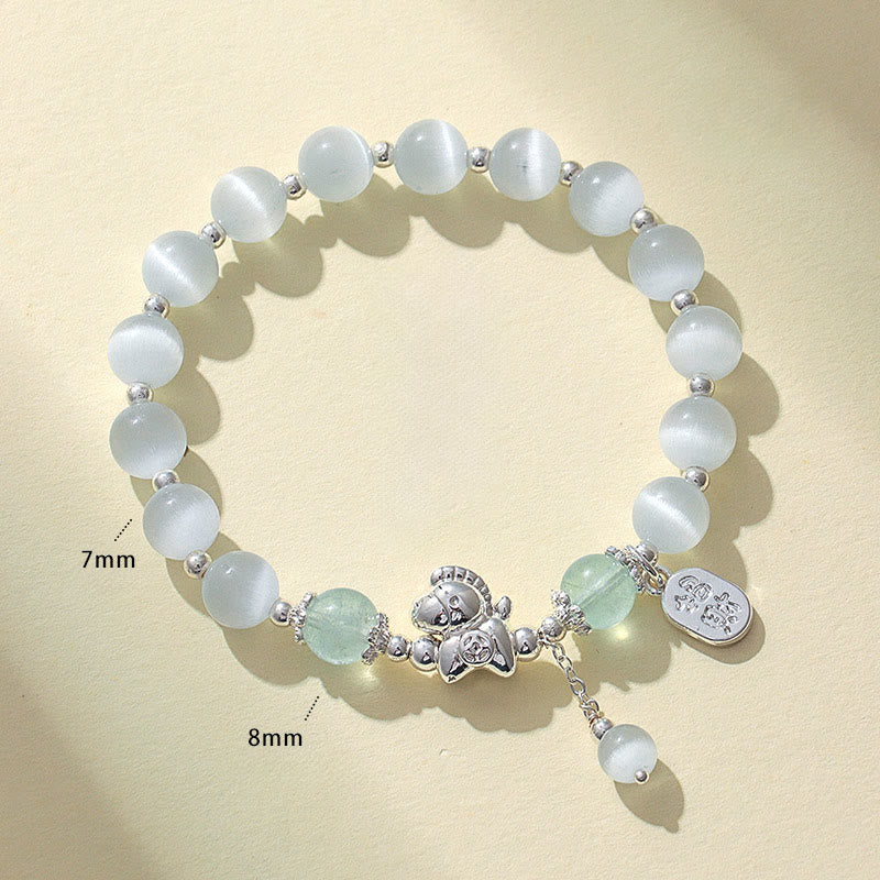 Bracelet d'amour en cristal de quartz rose œil de chat naturel Buddha Stones Année du Cheval Fu Personnage - image 11