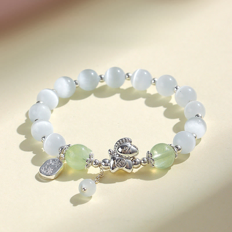 Bracelet d'amour en cristal de quartz rose œil de chat naturel Buddha Stones Année du Cheval Fu Personnage - image 13