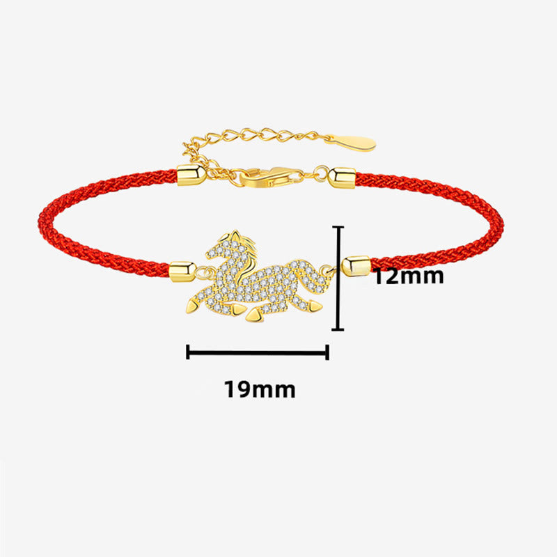 Bracelet Buddha Stones en argent sterling 925 plaqué or 18 carats, fil rouge, Année du Cheval - image 7