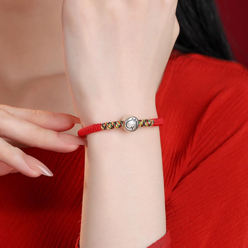 Bracelet tressé en argent sterling 999 avec breloque cheval du zodiaque chinois et Buddha Stones , cordon rouge - image 9