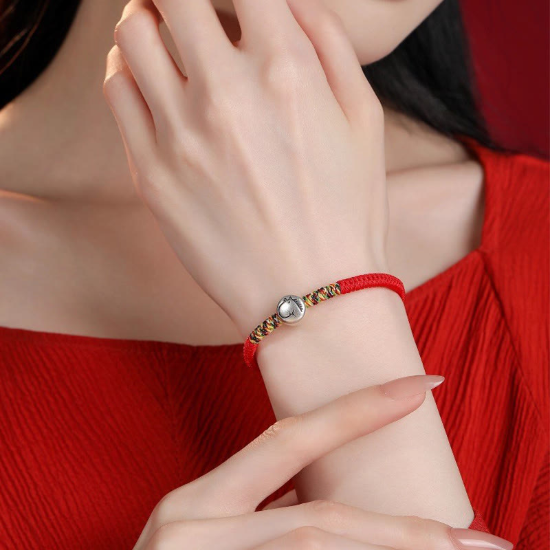 Bracelet tressé en argent sterling 999 avec breloque cheval du zodiaque chinois et Buddha Stones , cordon rouge - image 10