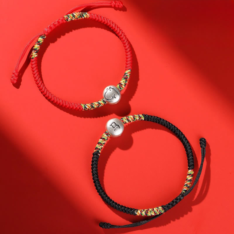 Bracelet tressé en argent sterling 999 avec breloque cheval du zodiaque chinois et Buddha Stones , cordon rouge - image 12