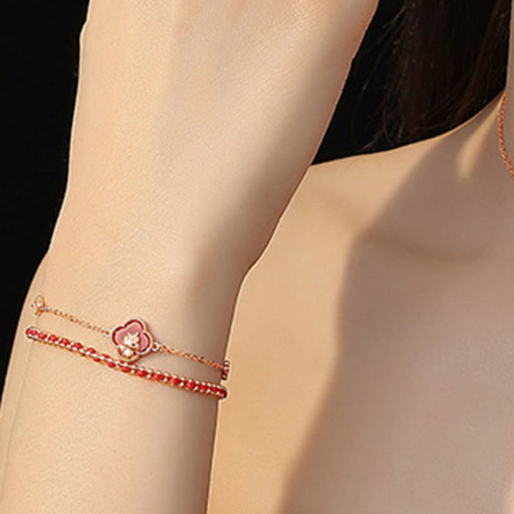 Bracelet de confiance en argent sterling 925 avec Buddha Stones et jade Hetian, agate rouge, année du cheval - image 4
