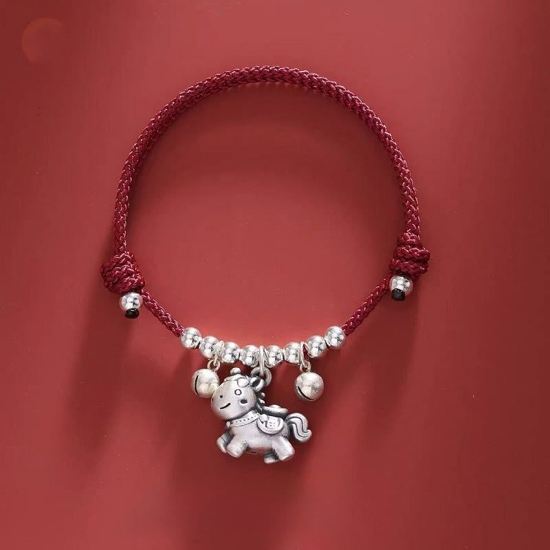 Bracelet de protection tressé en argent sterling 999 de Buddha Stones Année du Cheval - Bracelet Fu Character rouge (tour de poignet 14-21 cm) - image 18