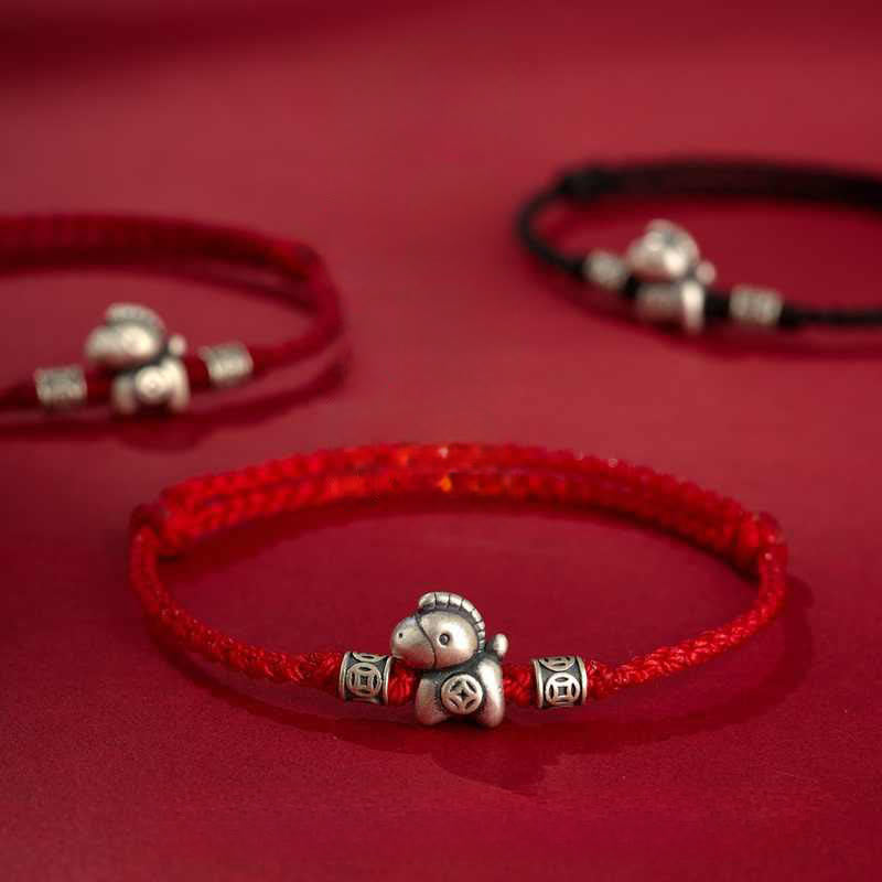 Bracelet de protection tressé en argent sterling 999 de Buddha Stones Année du Cheval - image 0