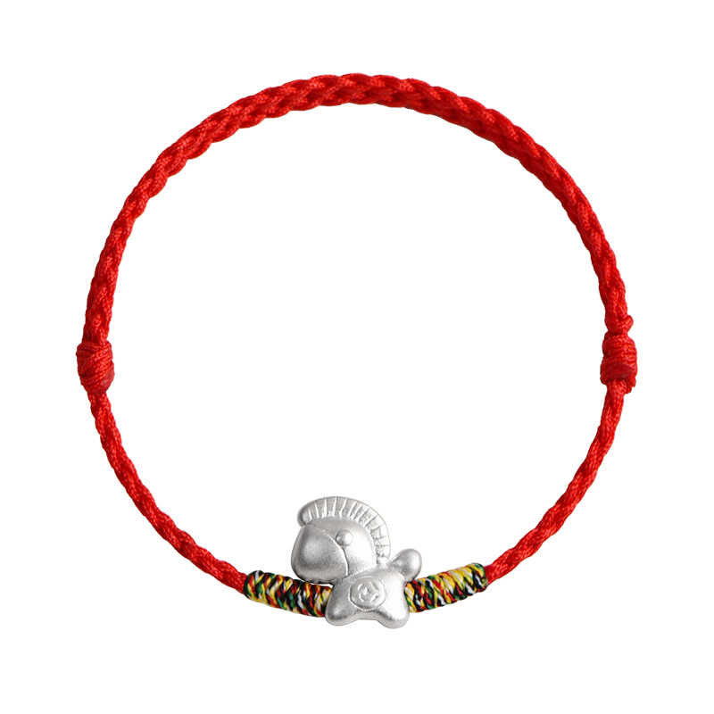 Bracelet de cheville tressé en argent sterling 999 avec Buddha Stones Année du Cheval - image 17