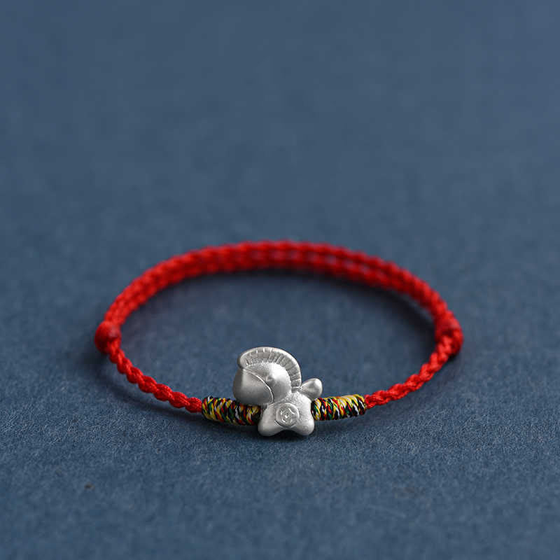Bracelet de cheville tressé en argent sterling 999 avec Buddha Stones Année du Cheval - image 2