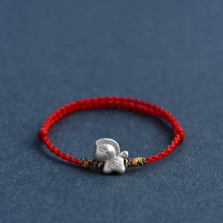 Bracelet de cheville tressé en argent sterling 999 avec Buddha Stones Année du Cheval - image 2