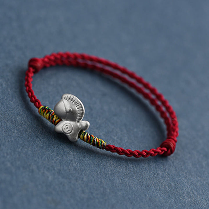 Bracelet de cheville tressé en argent sterling 999 avec Buddha Stones Année du Cheval - image 3