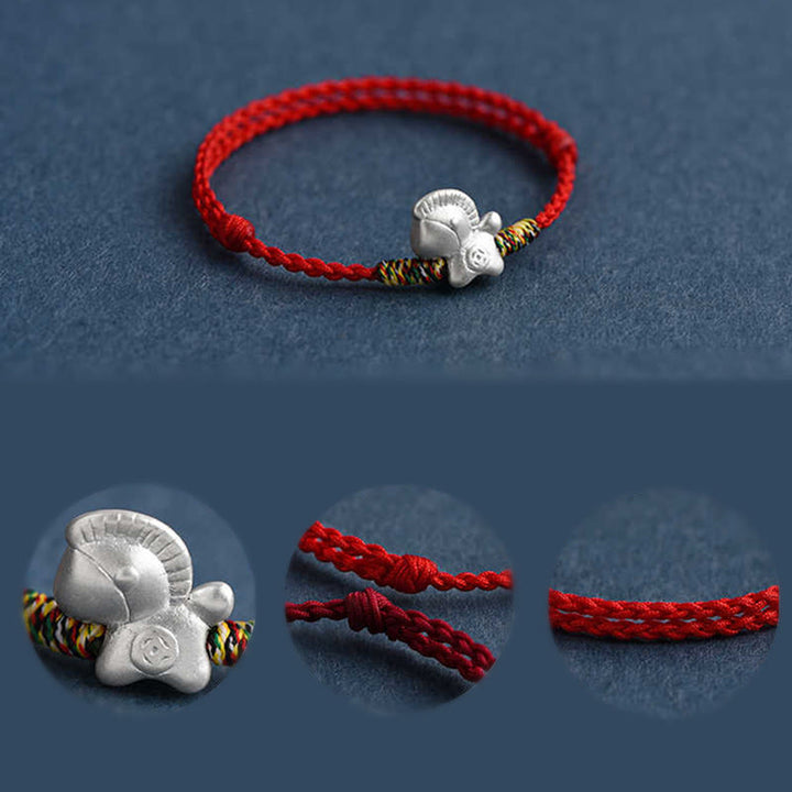 Bracelet de cheville tressé en argent sterling 999 avec Buddha Stones Année du Cheval - image 4