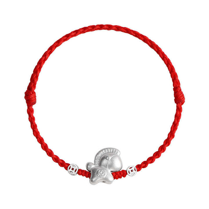 Bracelet de cheville tressé en argent sterling 999 avec Buddha Stones Année du Cheval et pièces de cuivre - image 16
