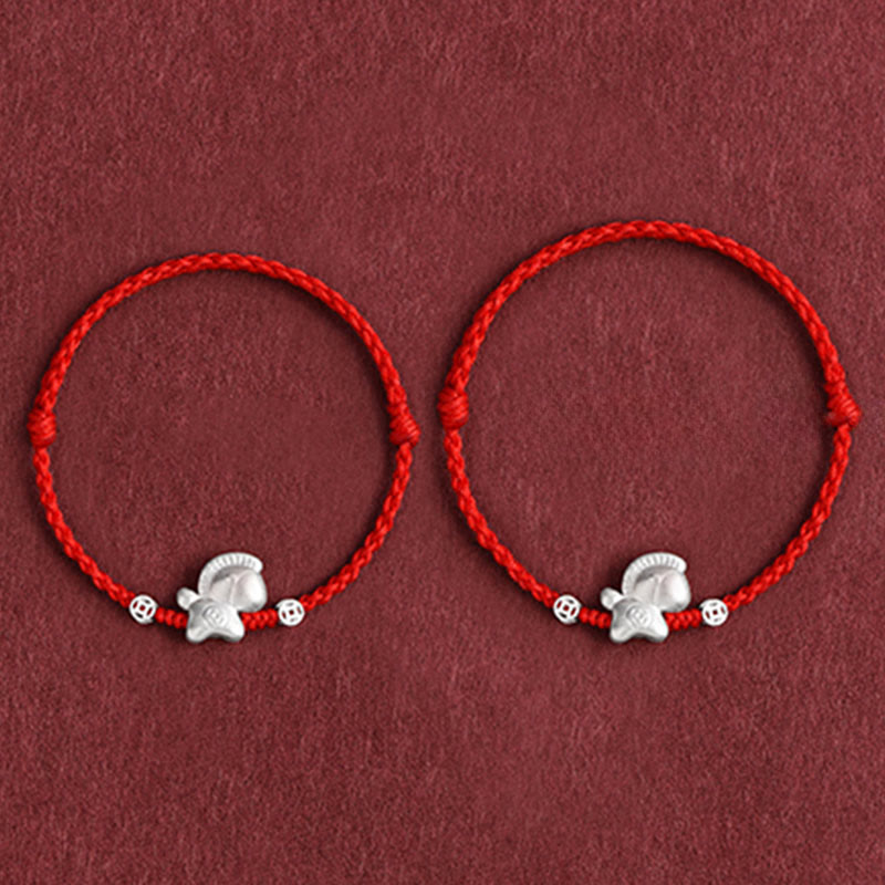 Bracelet de cheville tressé en argent sterling 999 avec Buddha Stones Année du Cheval et pièces de cuivre - image 12